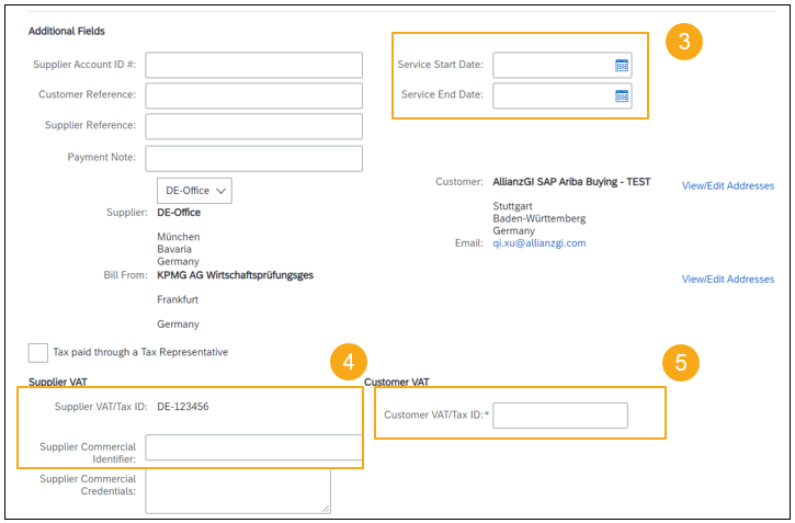 Invoice header - additional fields