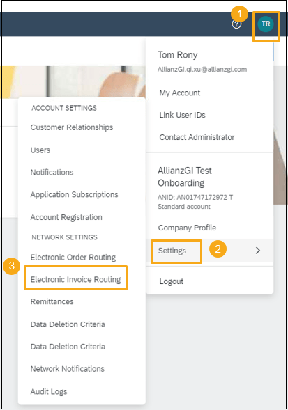 Where to find Electronic Invoice Routing