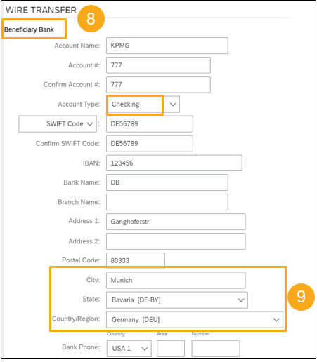 Beneficiary Bank should be the bank’s address