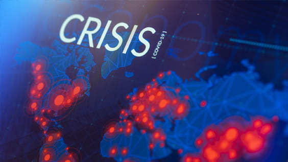 map of the world with specific points and text "crisis"